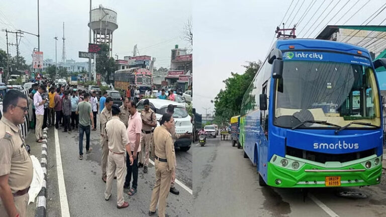 बस ने स्कूटी सवार को दो महिला पुलिस कर्मियों को रौंदा, एक की मौत