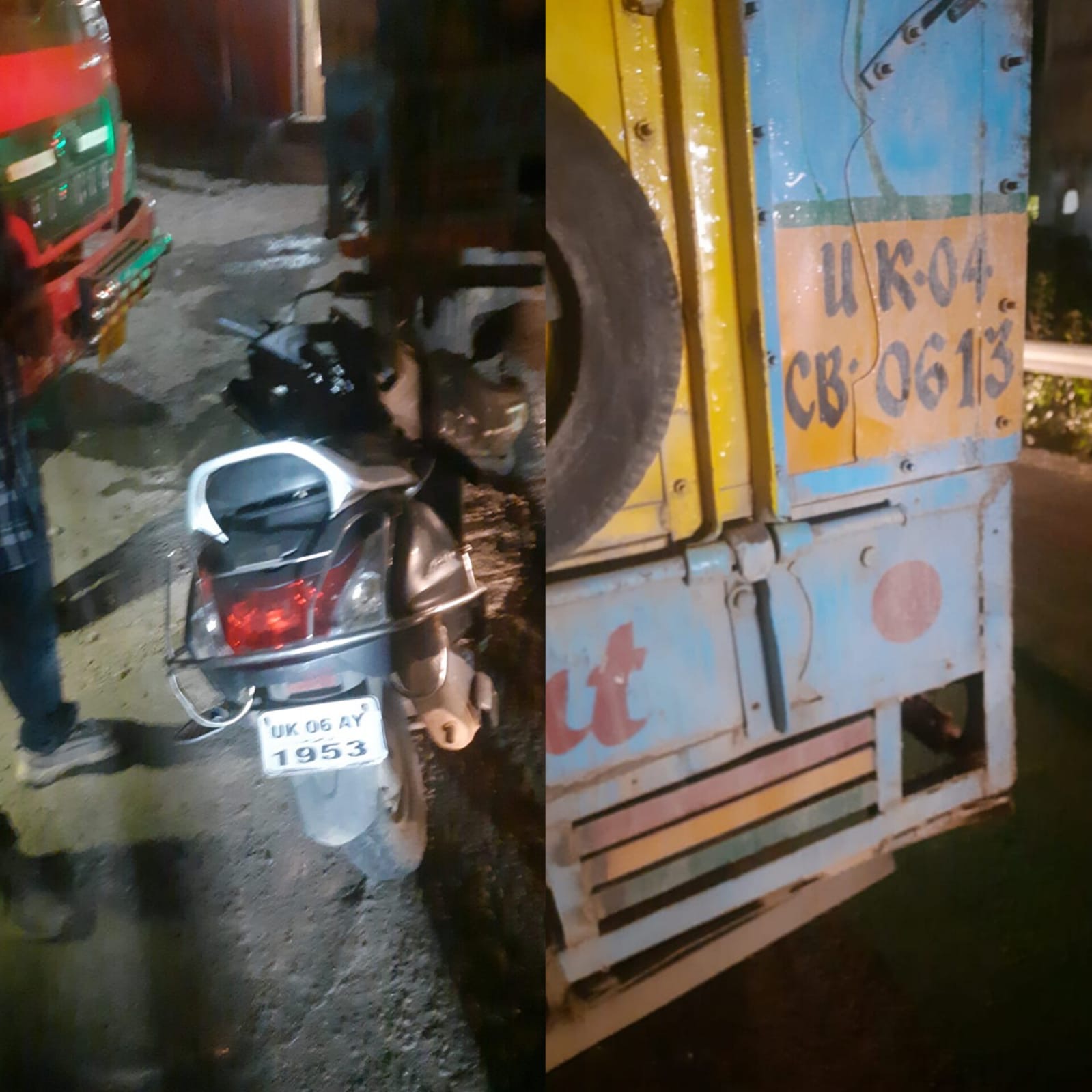 Haldwani: खड़े ट्रक से टकराई स्कूटी, युवक और बालक गंभीर रूप से घायल