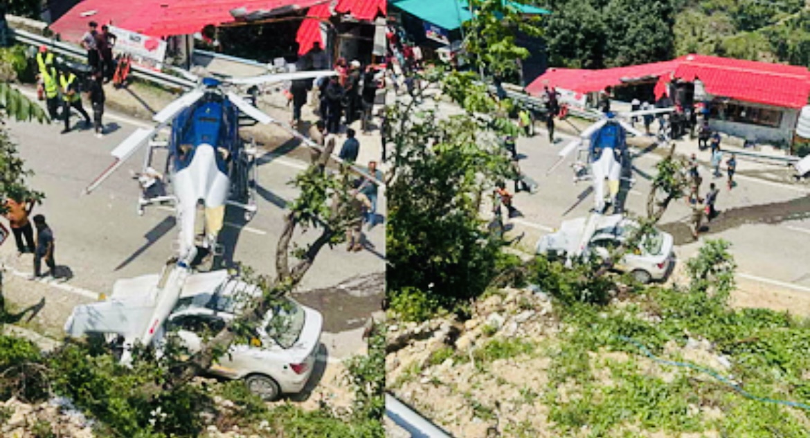 Rudraprayag: हेलिकॉप्टर की सड़क पर आपात लैंडिंग, पायलट की सूझबूझ से टला बड़ा हादसा