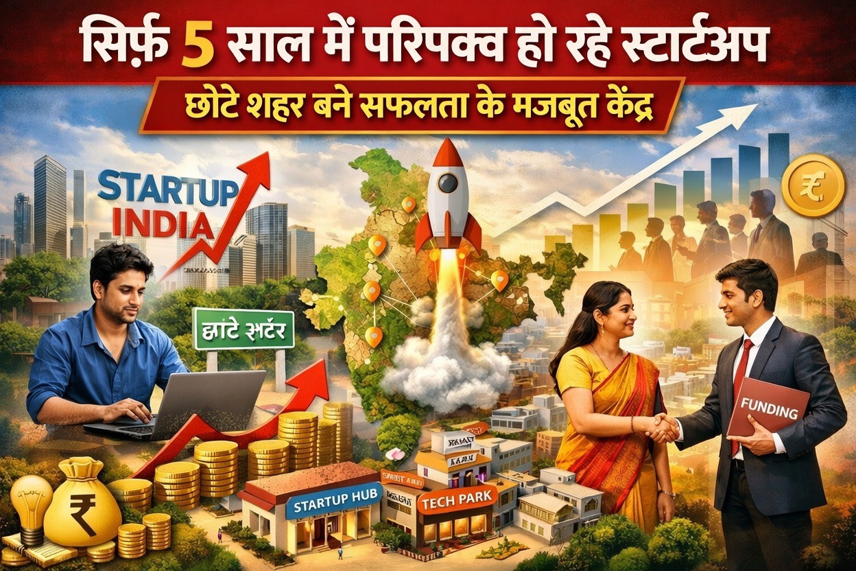 केवल 5 वर्षों में परिपक्व हो रहे स्टार्टअप, छोटे शहर भी बन रहे सफलता के मजबूत केंद्र।