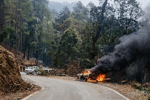 Nainital: कैंची धाम मार्ग पर खड़ी कार में लगी भीषण आग, दर्शन को गए श्रद्धालुओं की गाड़ी जलकर खाक