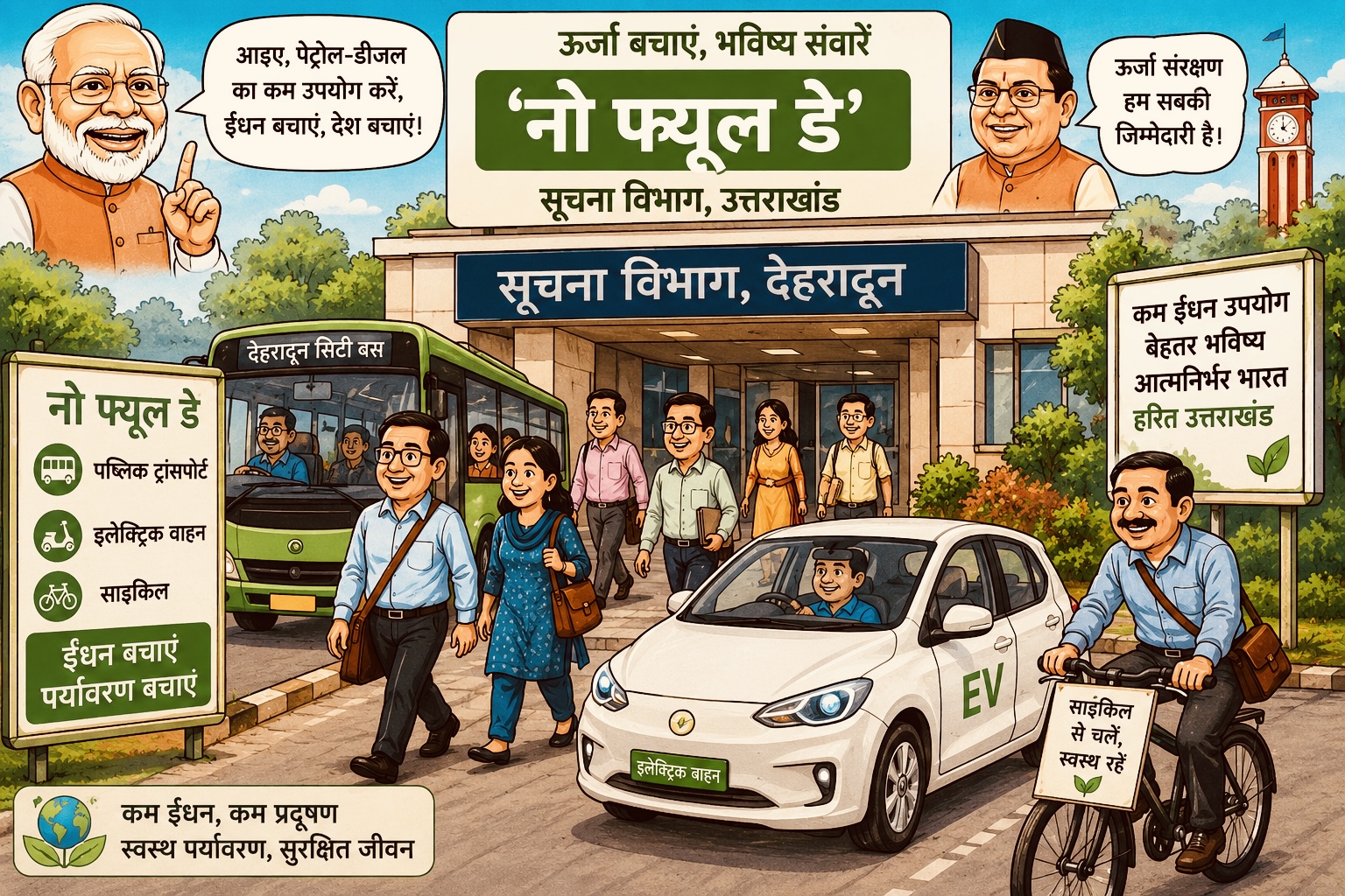 Uttarakhand-पेट्रोल-डीजल बचत की मुहिम: उत्तराखंड सूचना विभाग ने मनाया “नो फ्यूल डे”