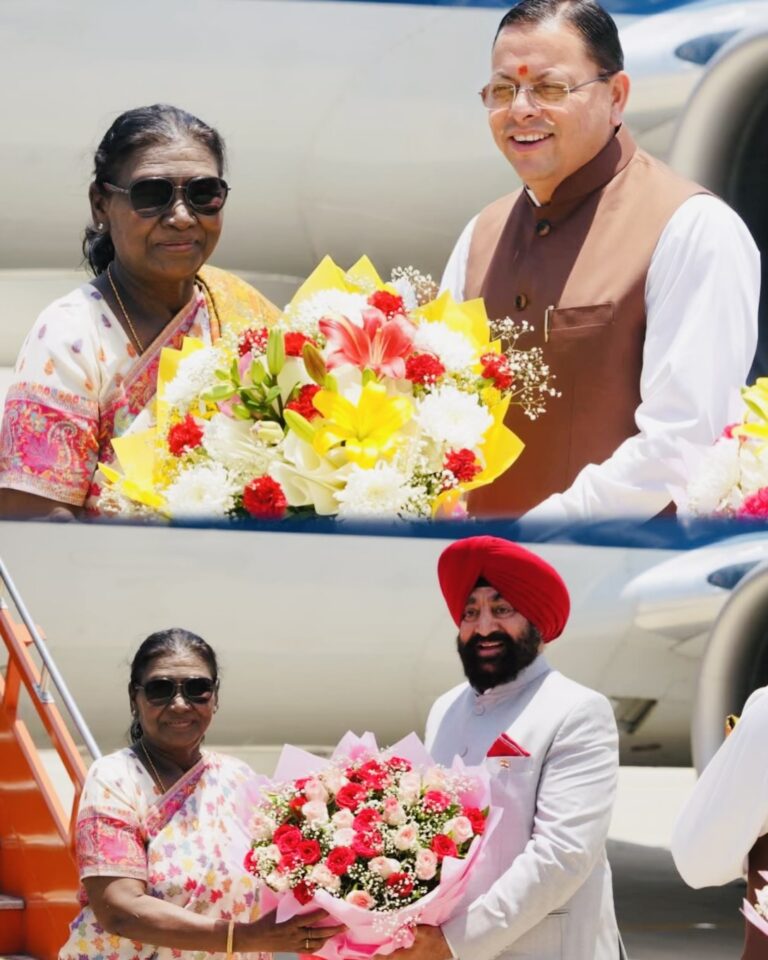 Dehradun: राष्ट्रपति द्रौपदी मुर्मु पहुंचीं देहरादून, जॉलीग्रांट एयरपोर्ट पर राज्यपाल गुरमीत सिंह और मुख्यमंत्री धामी ने किया स्वागत