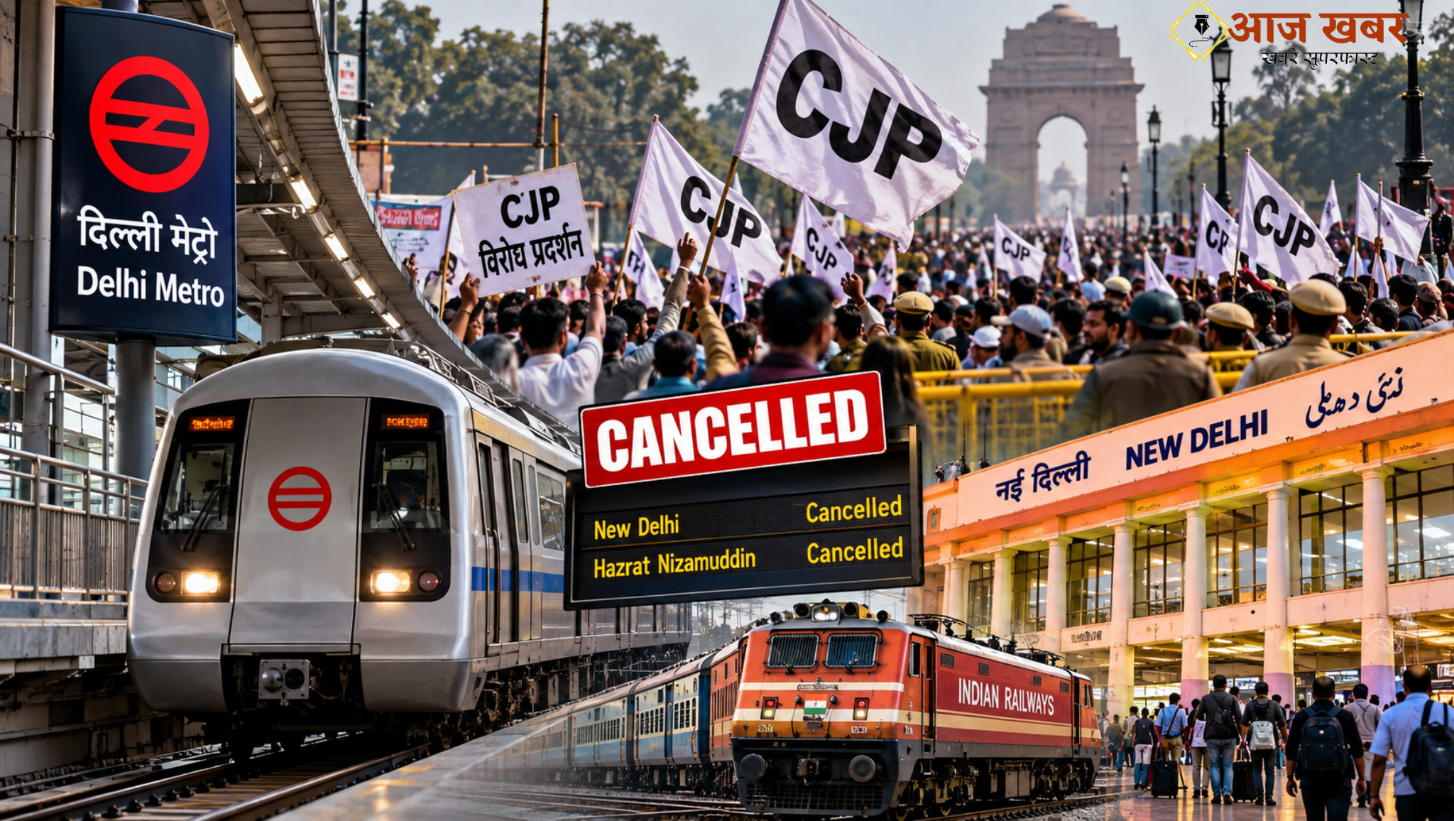 New Delhi: CJP के प्रस्तावित विरोध प्रदर्शन के बीच दिल्ली आने वाली सभी ट्रेनें कल दोपहर तक रद्द, मेट्रो स्टेशन भी बंद