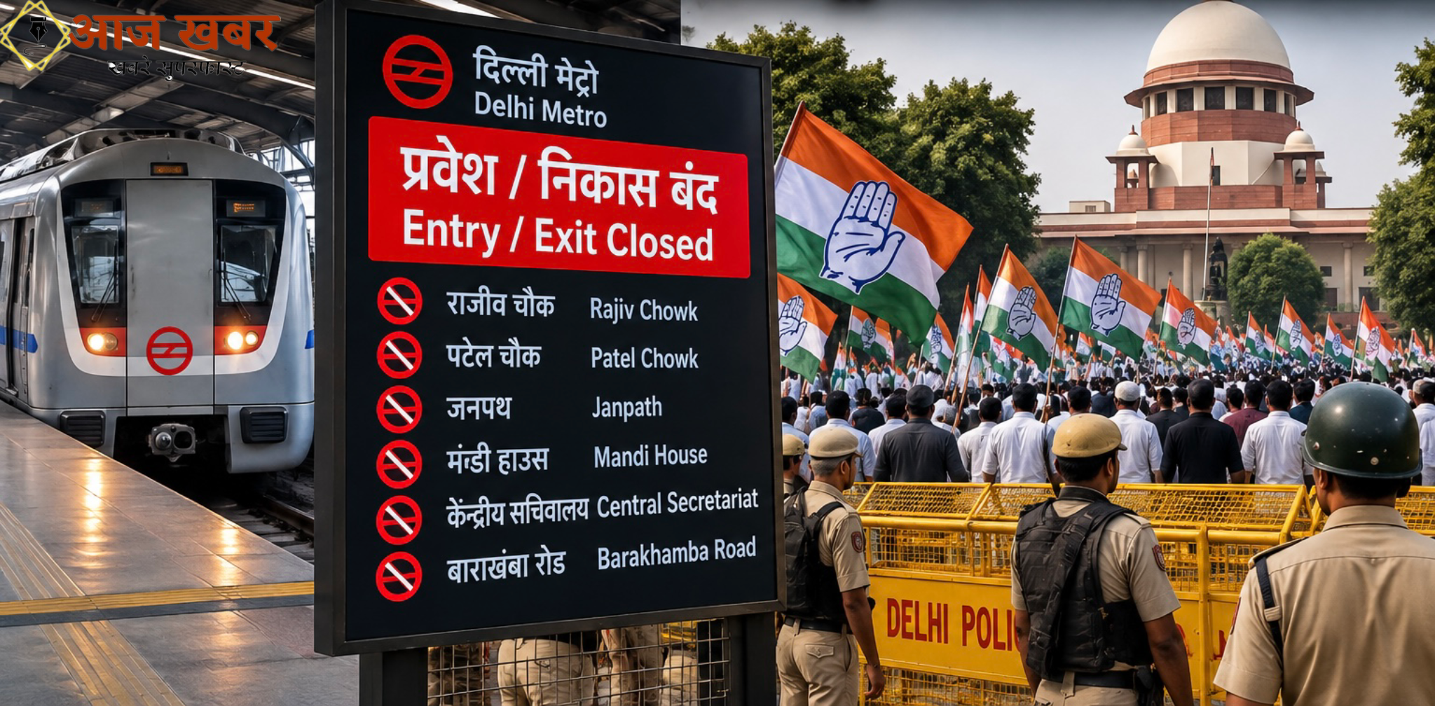 New Delhi: इंडिया गठबंधन का सुप्रीम कोर्ट तक विरोध मार्च आज, राजीव चौक समेत 6 मेट्रो स्टेशन बंद, दिल्ली अलर्ट पर