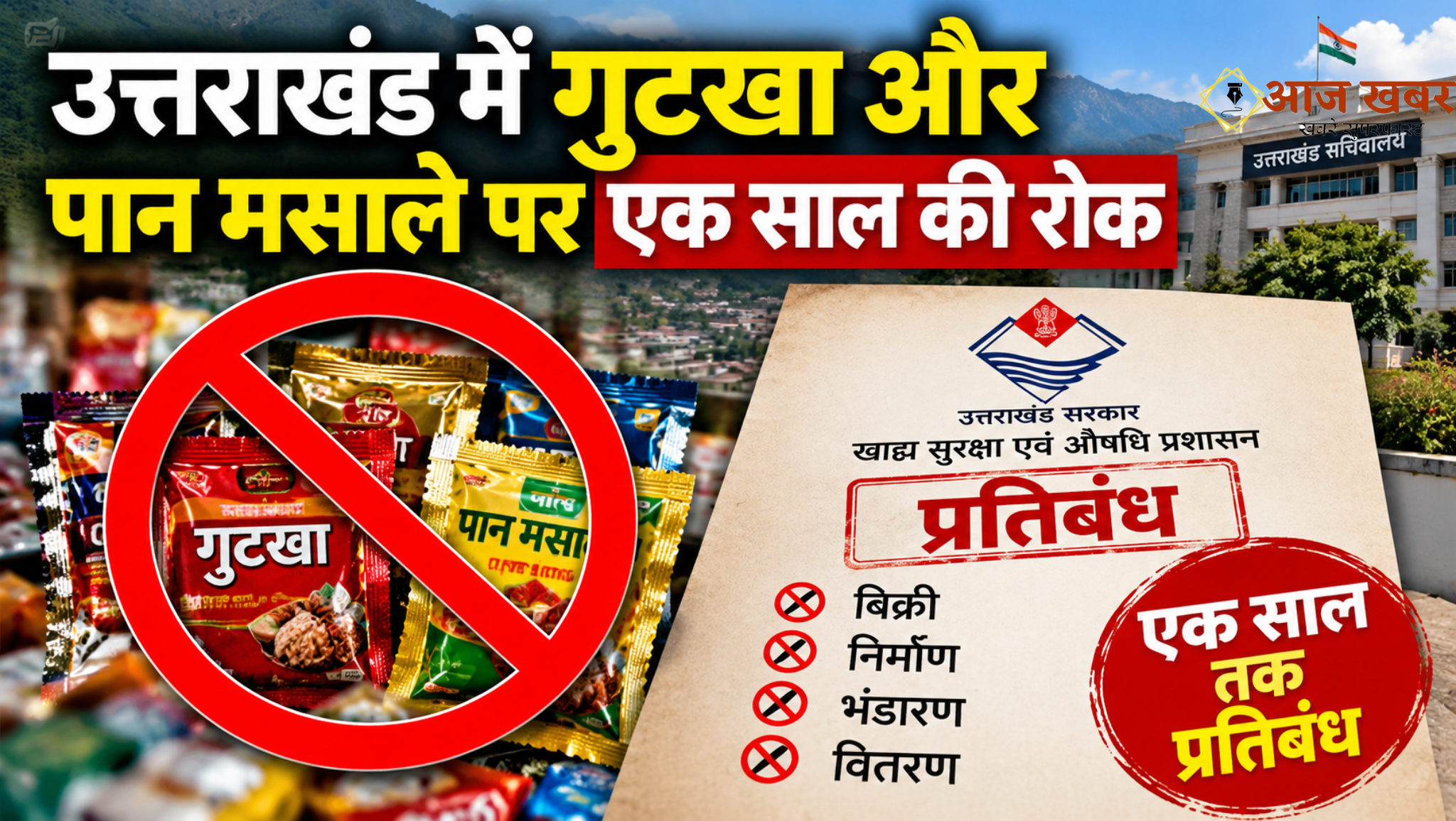Uttarakhand: उत्तराखंड में 13 अक्टूबर से गुटखा और पान मसाले पर एक साल की रोक, बिक्री से लेकर निर्माण और भंडारण तक प्रतिबंध लाग